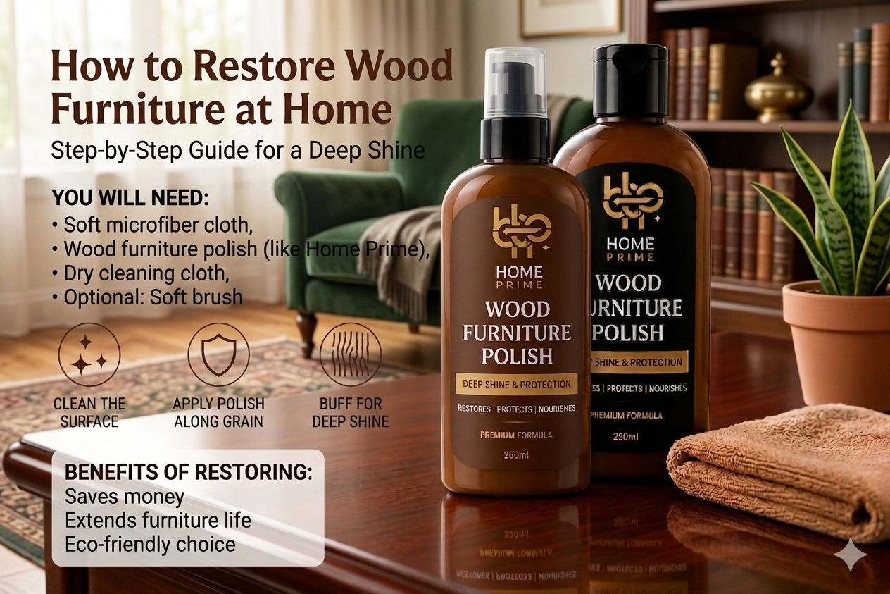 Restore wood furniture at home with easy steps. Remove scratches, bring back shine, and protect your furniture for long-lasting results.
