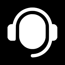 black and white headset icon for customer support or help center
